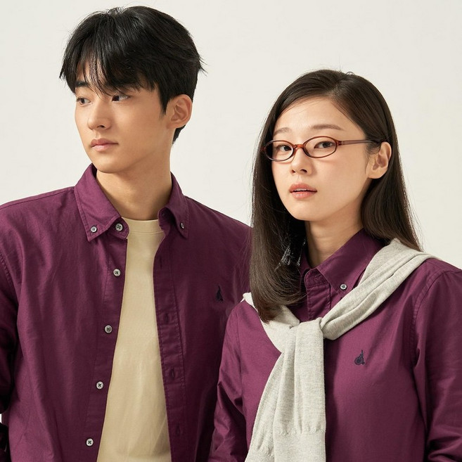 [백화점 정품] 빈폴 멘 [FW25]Essential 남녀공용 옥스퍼드 솔리드 셔츠 - 와인 BC5764E05Z LL