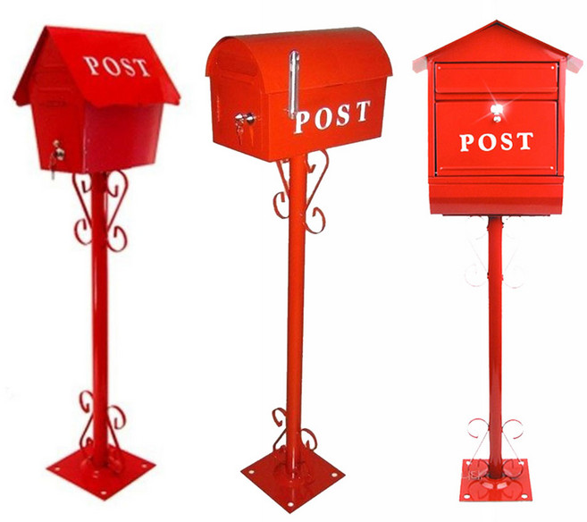 빨간색 스텐드 우체통 3종류중에 선택하세요 전과정 국내제조, 빨간색 하우스 스텐드우체통