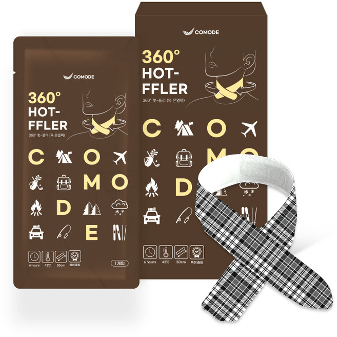 코모디 360도 핫플러 브라운 목핫팩 방한용품 넥워머 온열 목도리 찜질팩 3개입, 2박스