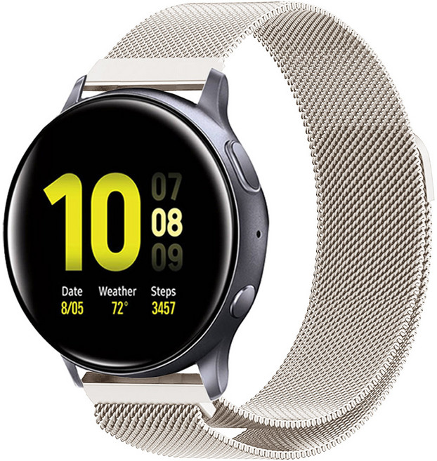 스페이스쉴드 갤럭시워치 액티브2 40mm 44mm 액티브1 호환 메탈 밴드 스트랩 밀리네즈루프 스틸, 1개, 애쉬화이트