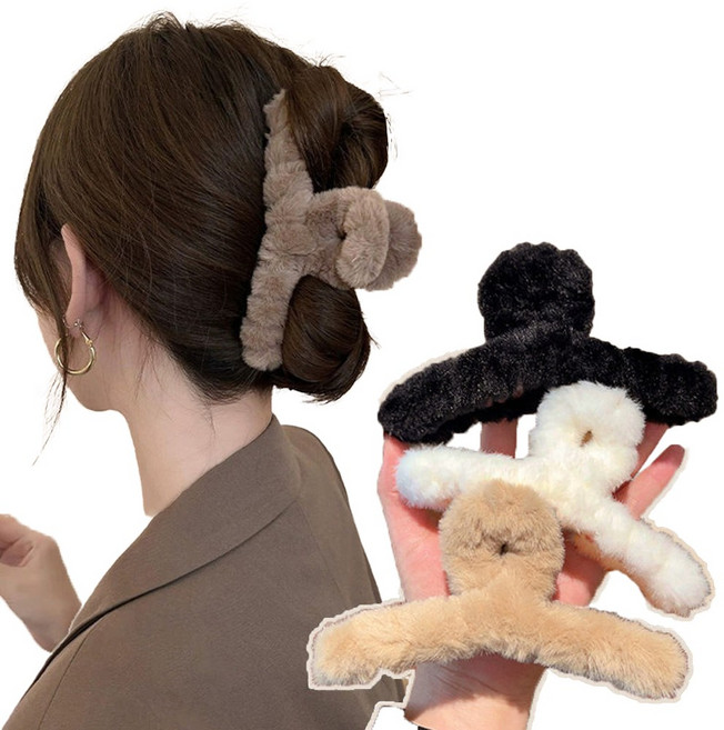 [HANNAL] 특대형 15cm 꼬임 퍼 숱부자 올림머리 집게핀