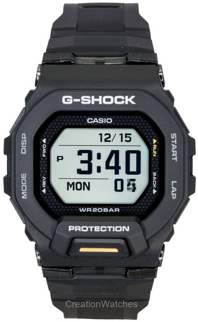 카시오 G-Shock G-Squad 디지털 스마트폰 링크 블랙 레진 스트랩 쿼츠 GBD-200-1A1 200M 남성용 시계