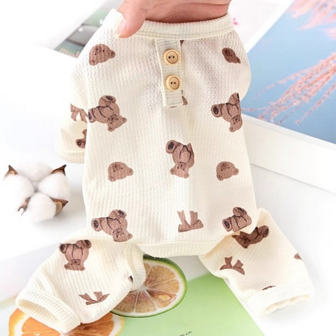 코코스튜디오 강아지옷 봄 여름 가을 신 와플 테디 올인원 & 나시, 아이보리올인원, 1개