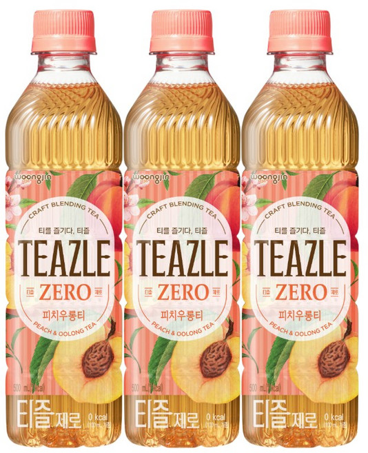 웅진 티즐 제로 피치우롱티 500ml, 10개