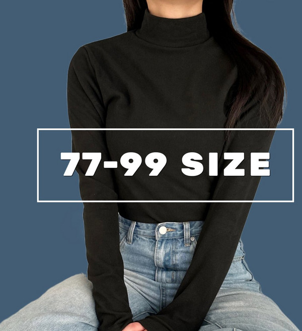 [55~99]빅블리 빅사이즈 기모 솔리드 컴포트핏 스판 목폴라