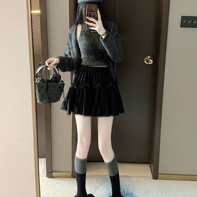 甜美蝴蝶結蛋糕裙 韓系百搭短裙