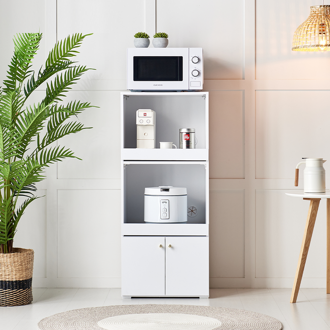 레브 렌지대 500 수납장 전자렌지 에어프라이어 밥솥 선반, 화이트, 2단