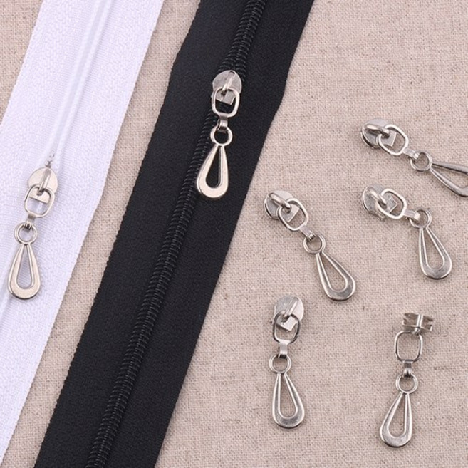 Joeunmall 3호 홈패션 지퍼머리 코일 지퍼고리, 50개, 니켈(물방울)