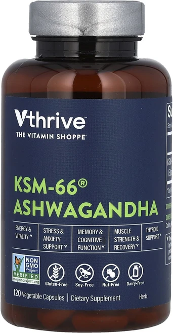 몸관리하세요 겨울입니다 Vthrive KSM-66 아슈와간다 베지 캡슐 120정(캡슐 1정당 300mg) 특별관리진행, VthriveKSM66아슈와간다베지캡슐120정캡슐1정당, 1개 - 쿠팡