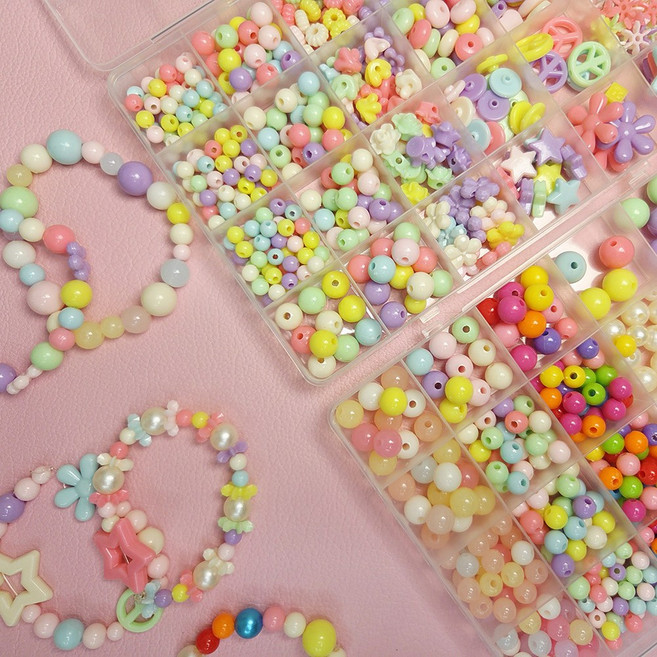 DIY 비즈공예 2종구성 1셋트 팔찌만들기 구슬꿰기 목걸이만들기 악세사리만들기, 2종1세트