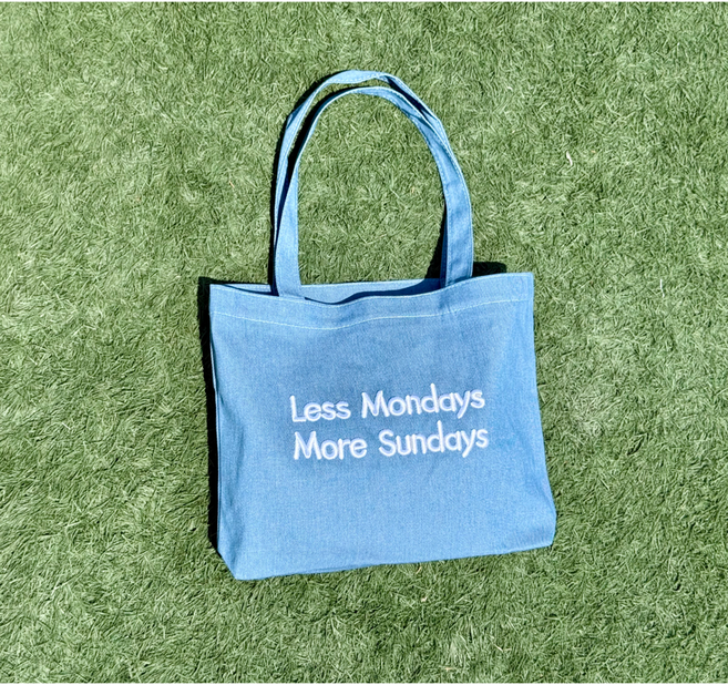 아티로 데일리 연청 데님 지퍼 에코백