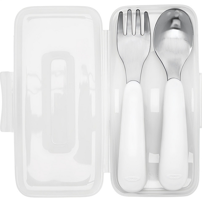 옥소토트 유아용 스푼 포크 세트, 청록, 스푼 + 포크 + 케이스, 1세트