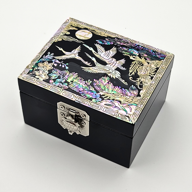 한국민예사 나전칠기 자개 검정 정거북 보석함 돌반지함 악세사리 다용도함 한국 전통 공예품 외국인 선물, 01 송학