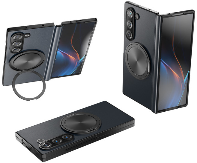 YINUO 갤럭시 Z 폴드3 4 5 6 7 힌지보호 소가죽 magsafe 360도 각도 조절이 거치대 케이스