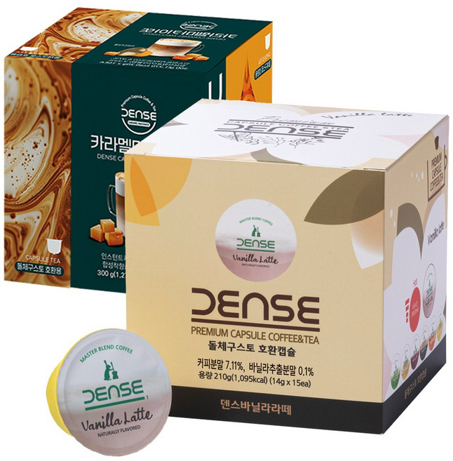 덴스 돌체구스토 호환 캡슐커피 바닐라라떼 15개입+카라멜마끼아또 15개입, 1개, 15개입
