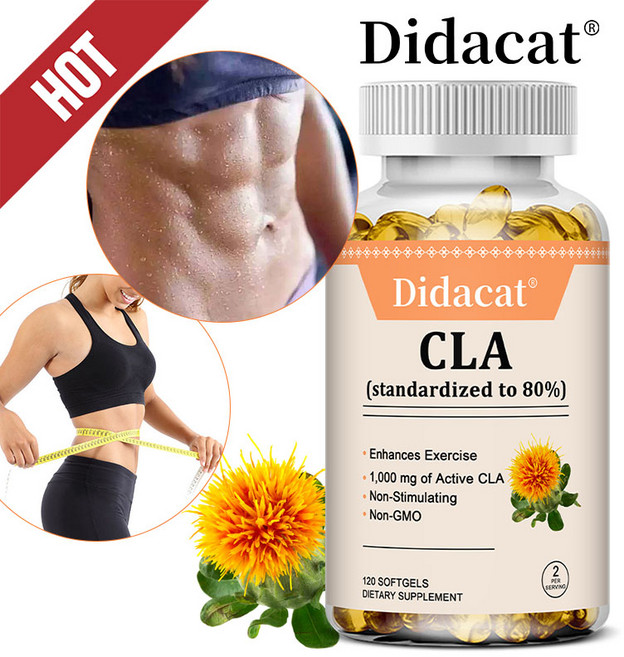 CLA보충제 1000mg 80% 활성공액리놀레산 남녀 모두에게 적합 체중관리 및 피트니스 목표 non-GMO, 1개, 120회분