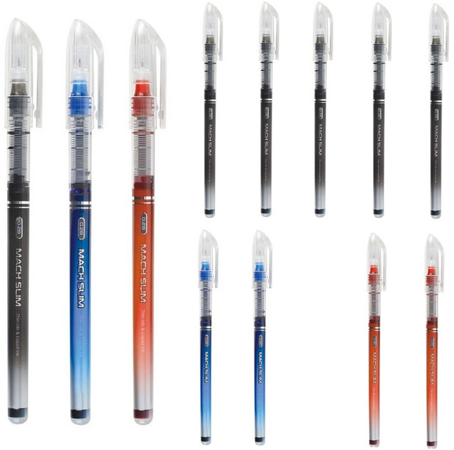 모닝글로리 마하슬림 0.28mm 마하펜 슬림펜 12개 + 사은품(모닝3색), 혼합(흑6청3적3)