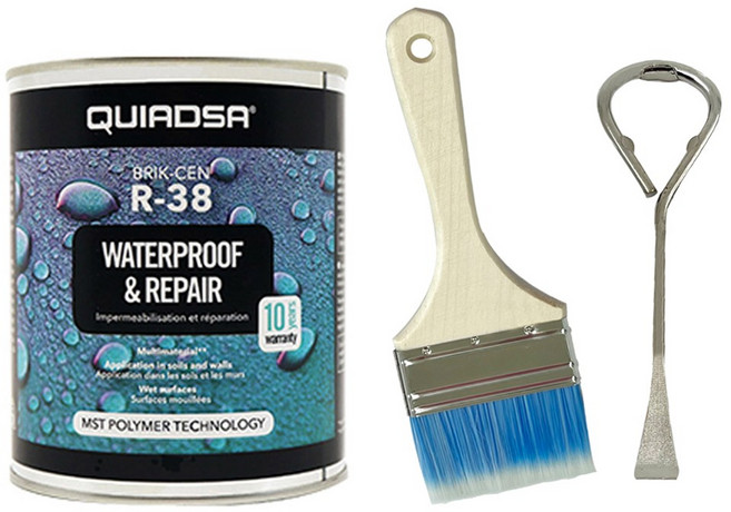 R38 바르는 방수 실리콘 페인트 베란다 창틀 내벽 외벽 고탄성 크랙보수 누수 방수 페인트 1kg + 붓 1개 세트, 회색