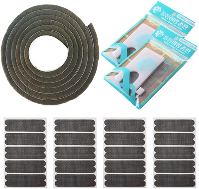 틈틈이 틈새막이 3종 방충망모헤어2.5m 틈막이4p 물구멍방충망20p, 1세트