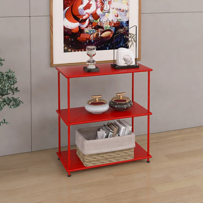 미드센츄리 선반 철제 낮은선반장 스탠딩 진열장 거실 모듈, 1단, 레드 60x35x76 단일 행