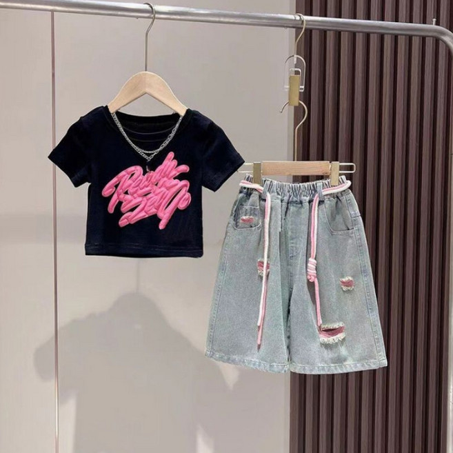 아이짱 아동용 초등학생 중학생 여름 5부반바지 반팔티셔츠 상하세트