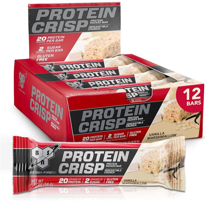 비에스엔 프로틴 크리스프 단백질 바 12개입 바닐라 마시멜로우(Vanilla Marshmallow), 57g, 1개