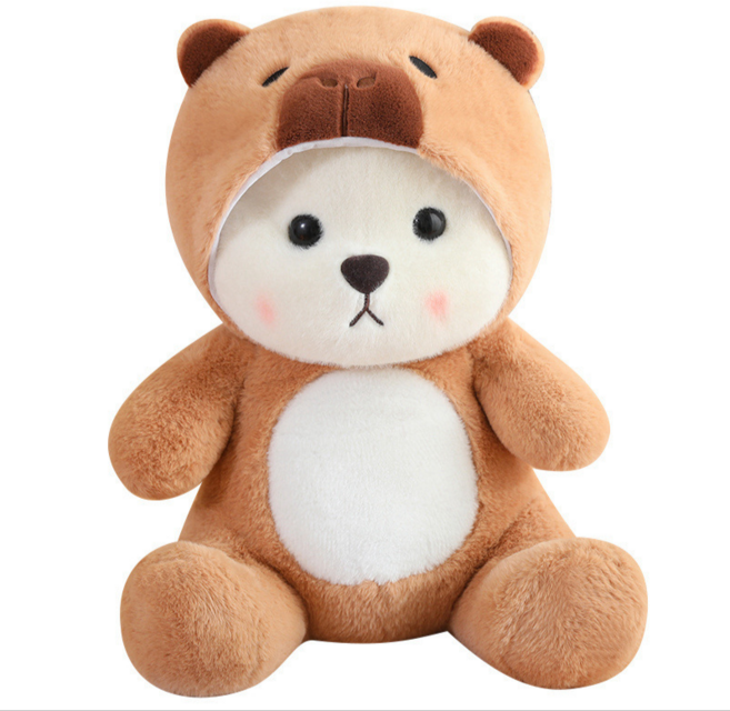 귀엽고 안고자 곰돌이 인형 애착인형, 1개, 하얀색+갈색, 25cm