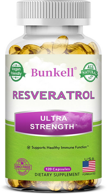 레스베라트롤 캡슐 1000mg - 천연 성분으로 삼키기 쉽고 비건 글루텐 프리 Non-GMO, 1개, 60회분