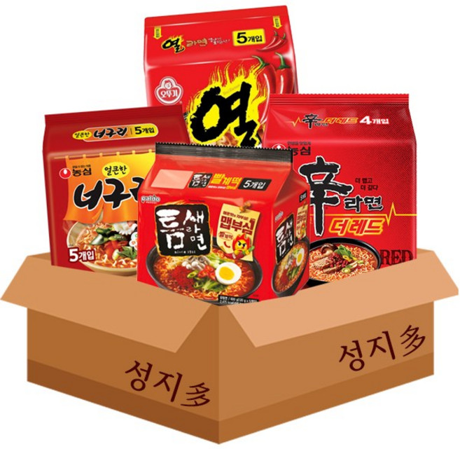 [성지다] 라면멀티팩 4개조합세트/너구리+틈새라면빨계떡+신라면더레드+열라면, 1개