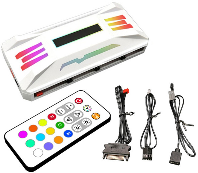 Smart Intelligent Remote Control for Case W를위한 Coolmoon ArgB 냉각 팬, 하얀색, 1개