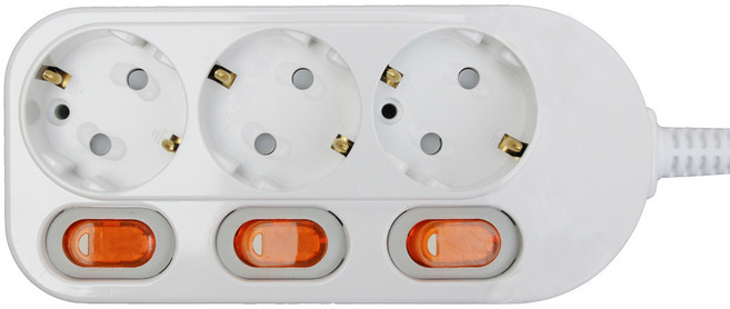 번개표 개별스위치 멀티탭 3구 WI-MC21633V, 5m, 화이트, 1개