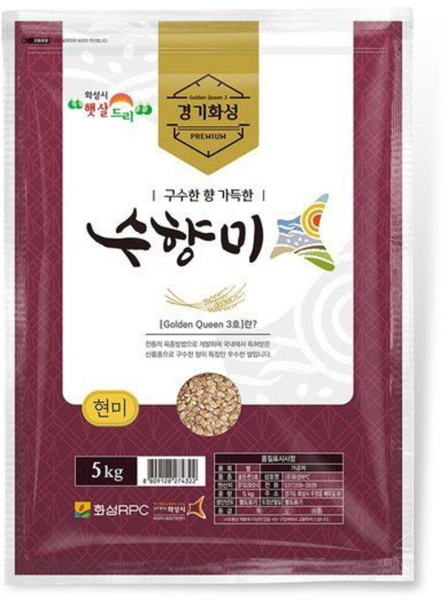 골든퀸3호 화성 수향미 현미 5kg /25년산, 1개