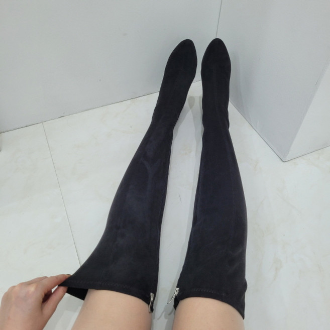 페넬로페 스웨이드 스판 니하이 롱부츠 (8cm Black)