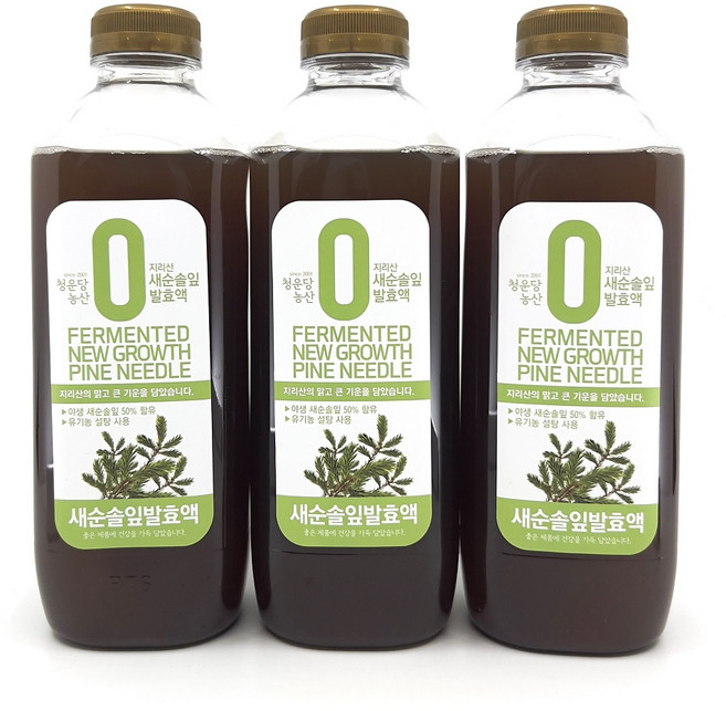 청운당농산 지리산 새순 솔잎 진액 발효 엑기스 효소no, 3개, 900ml, 3개