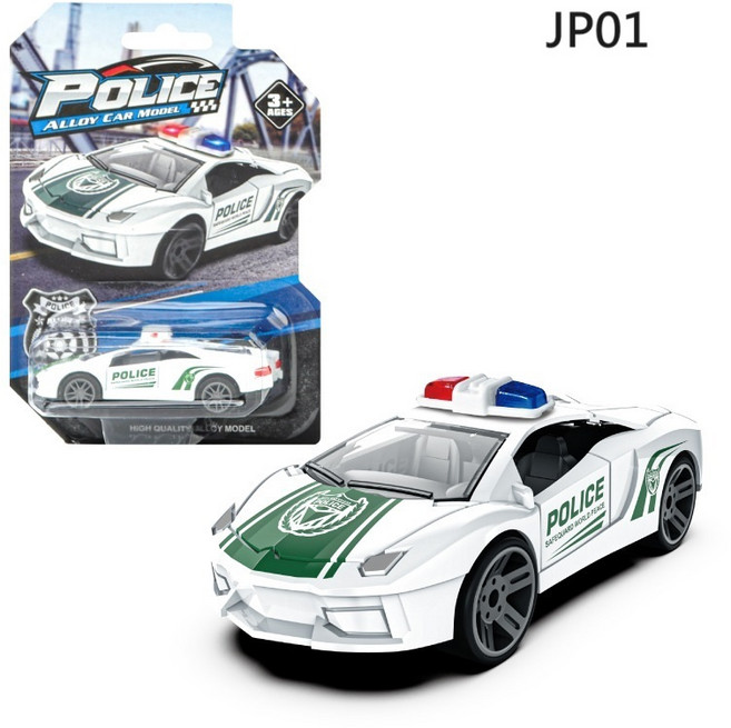 合金小汽車1/64模型車系列 合金材質 精緻收藏。, 警跑-JP01帶迴力, 1個