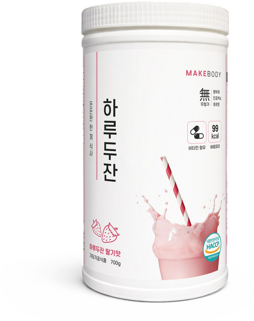 메이크바디 단백질 쉐이크 식사대용 하루두잔 딸기맛 700g (1통), 1개