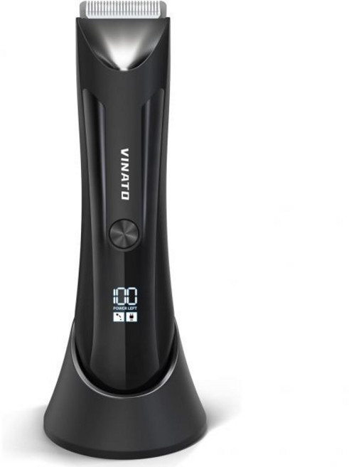 비나토 일렉트릭 바디 헤어 트리머 - 맨스케이프 볼 트리머 남성용 방수 면도기 USB 충전 도크 교체용 세라믹 블레이드 남성 위생 배터리 수명 90분, Black