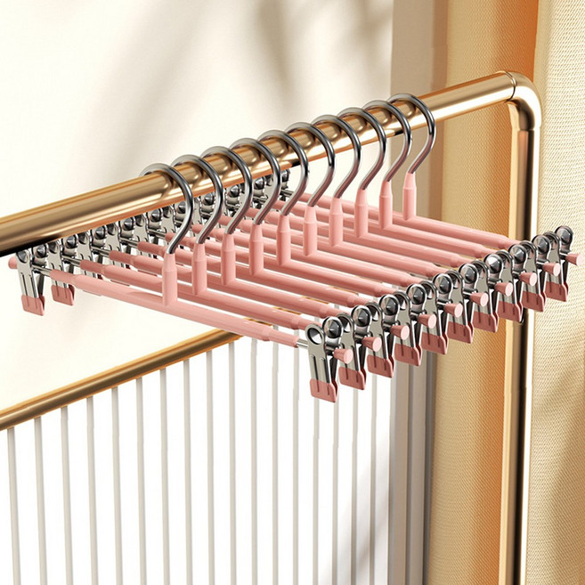 쿠빙홈 설렘뿜뿜 인테리어 논슬립 코팅 바지걸이 10개, 핑크