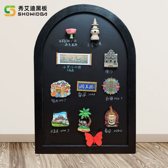 입간판 블랙보드 카페 칠판본가 타원형 메뉴판 변경 이젤 오늘의메뉴 가나칠판 상단월넛바 칠판, 1개, P. 검정 프레임 반원 30x45cm