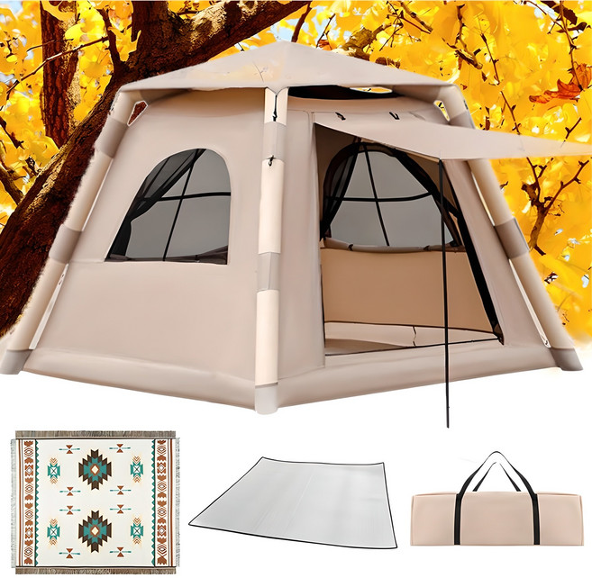 씽크라이프 5-6인용 4각형 원터치 에어텐트 4.8 공기주입식 감성 캠핑텐트 가족텐트, 2024년형 4각 에어텐트 탄색