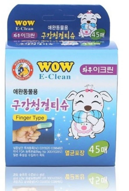 와우 이크린 애완동물용 구강 청결 티슈, 45개입, 3개 - 쿠팡