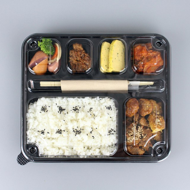 6구 PP 돈까스 도시락 용기 6칸 DW-L1 세트, 1개, 200개