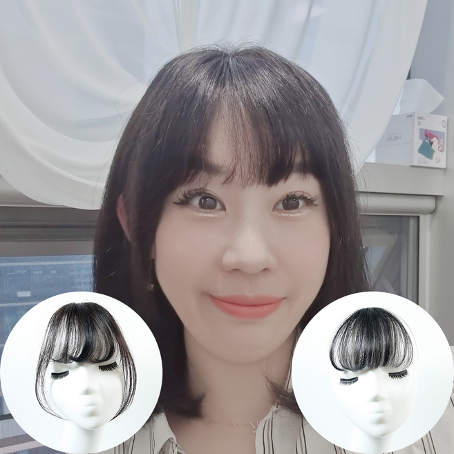 인모 앞머리가발 시스루뱅 일자뱅 탈모커버 애교머리 자연가발, 애교머리뱅, 1개, 내츄럴초코