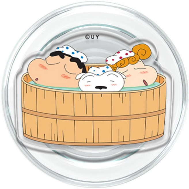 짱구는못말려 삼총사 그립감 좋은 아크릴 맥세이프 톡 거치대, 목욕시간, 1개