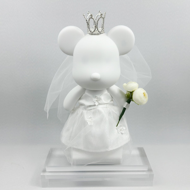 대형 석고방향제 28.7cm 자석형 곰꾸미기 빅베어브릭 [롱드레스] + (탈취제+오일) 세트 매그니토, 달콤한꿈