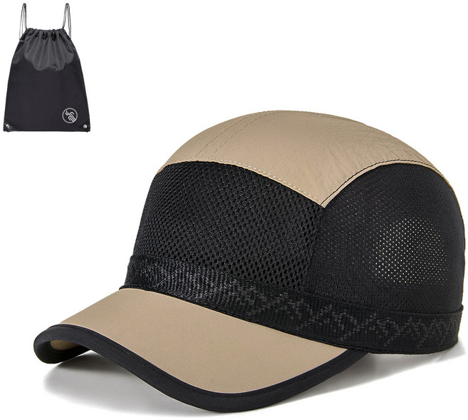BELLEAURA 에어메쉬 숏캡 메쉬모자 등산모자 런닝모자 아웃도어모자 메쉬숏캡 여름모자 (PGN짐쌕가방 지급), 베이지