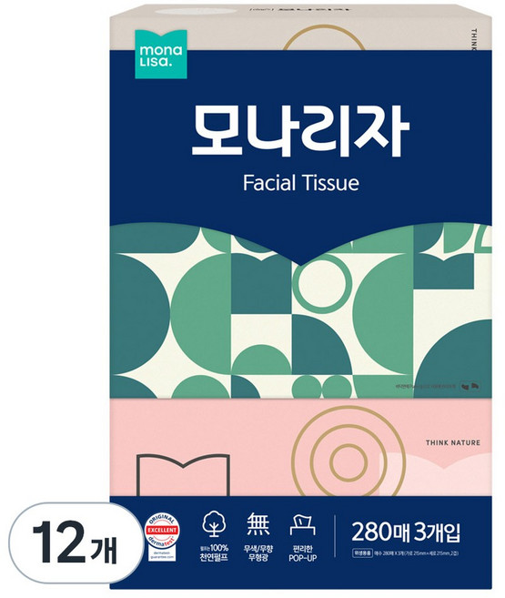 오프라이스 미용티슈, 280매입, 12개
