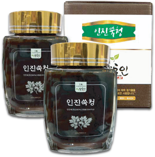 약초인 인진쑥청 대용량 국산 인진쑥 진액 무설탕, 500g, 2개