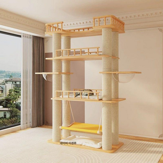 대형 원목 고양이 캣타워 캣폴 캣트리 다묘용 고양이집 하우스, 1개, 컴포트 홈 스탠다드 83x50x185