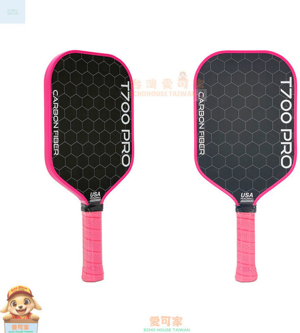 T700 PRO 碳纖維蜂窩匹克球拍, 1個, T700粉